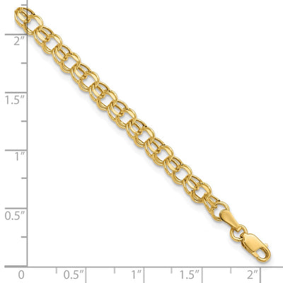 14K Hollow Diamond-cut Double Link Childs Charm Bracelet