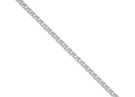 14k White Gold Hollow Diamond-cut Double Link Charm Bracelet (Style DOH21W-7)