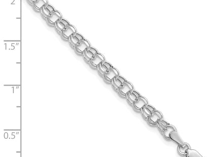 14k White Gold Hollow Diamond-cut Double Link Charm Bracelet (Style DOH21W-7)