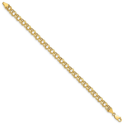 14K Hollow Diamond-cut Double Link Charm Bracelet, 7 x 5.5mm