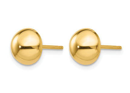 14k Polished Half Ball Post Earrings, 8 x 8mm