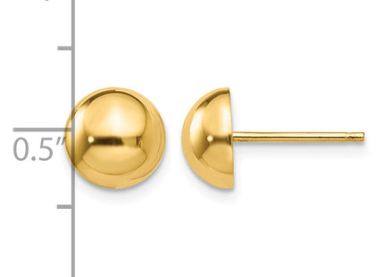 14k Polished Half Ball Post Earrings, 8 x 8mm