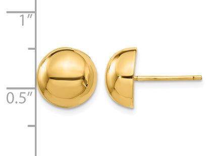 14k Polished Half Ball Post Earrings, 10 x 10mm
