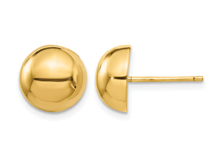 14k Polished Half Ball Post Earrings, 10 x 10mm
