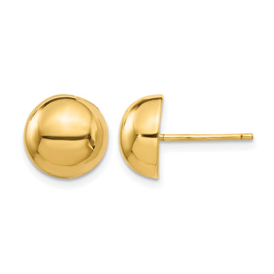 14K Polished Half Ball Post Earrings, 10 x 10mm