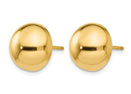 14k Polished Half Ball Post Earrings, 12 x 12mm