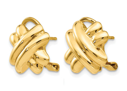 14k Polished X Omega Back Post Earrings