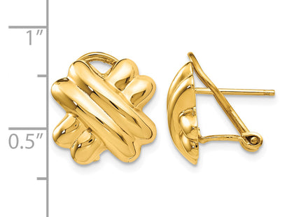 14k Polished X Omega Back Post Earrings