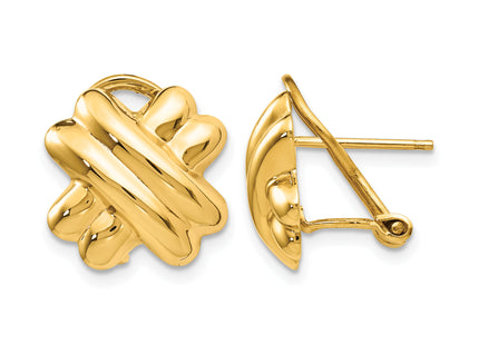 14k Polished X Omega Back Post Earrings