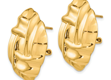 14k Polished Fancy Omega Back Post Earrings, 27 x 27mm