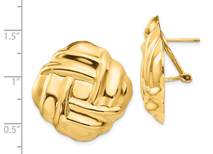 14k Polished Fancy Omega Back Post Earrings, 27 x 27mm