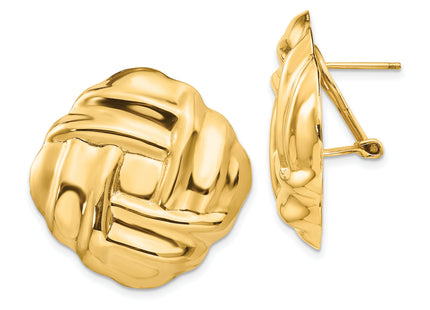 14k Polished Fancy Omega Back Post Earrings, 27 x 27mm