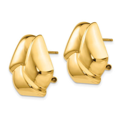 14K Polished Knot Omega Back Post Earrings