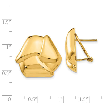 14K Polished Knot Omega Back Post Earrings