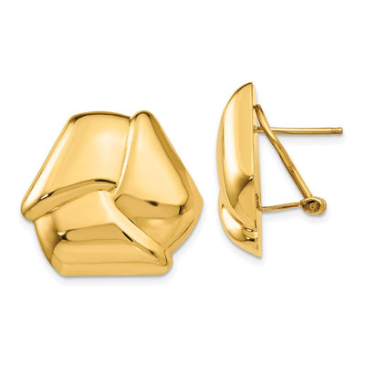 14K Polished Knot Omega Back Post Earrings