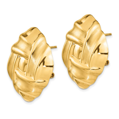 14K Polished & Satin Omega Back Post Earrings