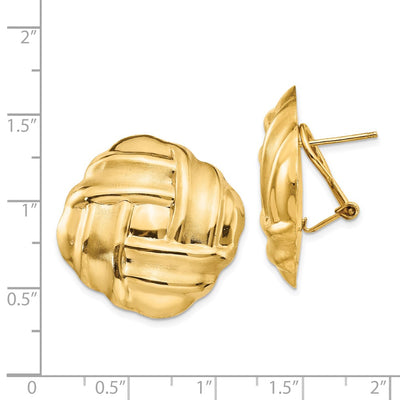 14K Polished & Satin Omega Back Post Earrings