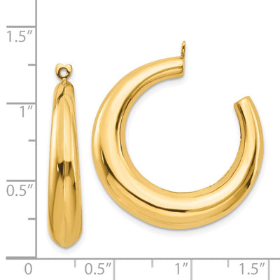14K Polished Hollow Hoop Earring Jackets, 33 x 5mm
