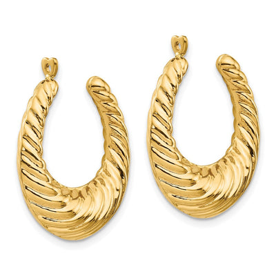 14K Polished Hoop Earring Jackets, 20 x 11mm