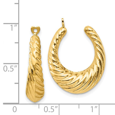 14K Polished Hoop Earring Jackets, 20 x 11mm
