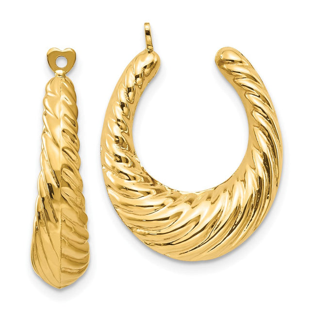 14k Polished Hoop Earring Jackets, 20 x 11mm