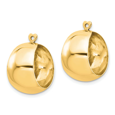 14K Polished Hoop Earring Jackets, 20 x 11mm