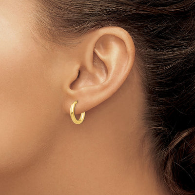 14K Non-Pierced Hoop Earrings, 10 x 2.5mm