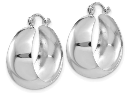 14k White Gold Polished Tapered Hoop Earrings (Style E673W)