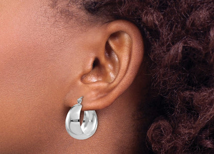14k White Gold Polished Tapered Hoop Earrings (Style E673W)