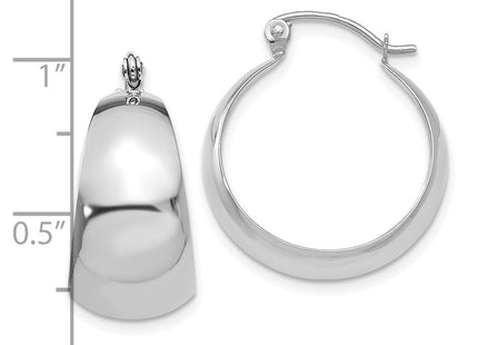 14k White Gold Polished Tapered Hoop Earrings (Style E673W)