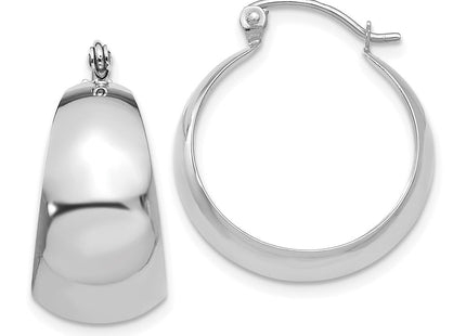 14k White Gold Polished Tapered Hoop Earrings (Style E673W)