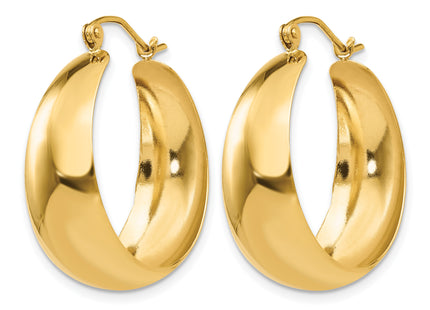 14k Polished Tapered Hoop Earrings