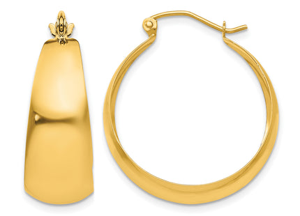 14k Polished Tapered Hoop Earrings
