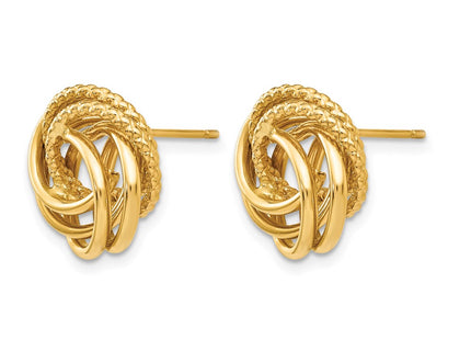 14K gold knot earrings, alternate view