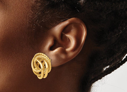 14K gold knot earrings, another view