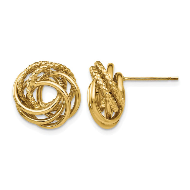 14k Love Knot Earrings, 13 x 13mm