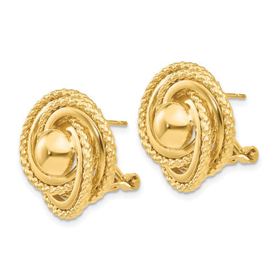 14K Polished & Twisted Fancy Omega Back Post Earrings