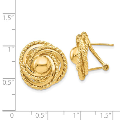 14K Polished & Twisted Fancy Omega Back Post Earrings