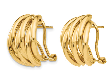 14k Polished Fancy Omega Back Post Earrings, 20 x 16mm