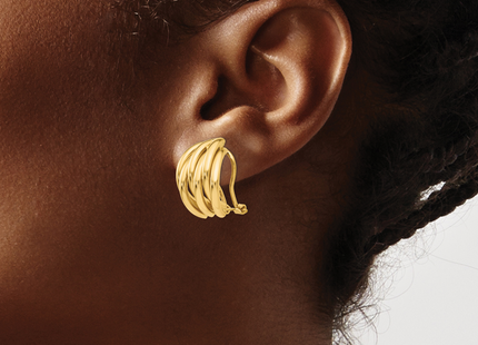 14k Polished Fancy Omega Back Post Earrings, 20 x 16mm