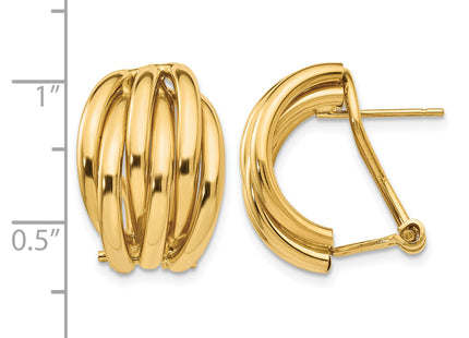 14k Polished Fancy Omega Back Post Earrings, 20 x 16mm