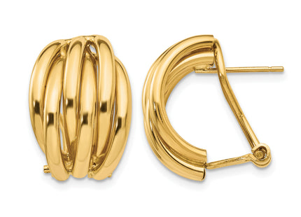 14k Polished Fancy Omega Back Post Earrings, 20 x 16mm