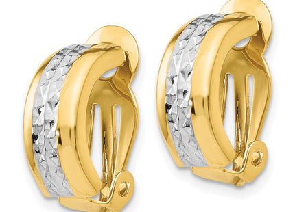 14k Yellow & Rhodium Earrings Style E845 - Classique Jewelry Inc.