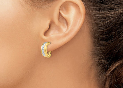 14k Yellow & Rhodium Earrings Style E845 - Classique Jewelry Inc.