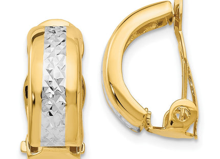 14k Yellow & Rhodium Earrings Style E845 - Classique Jewelry Inc.