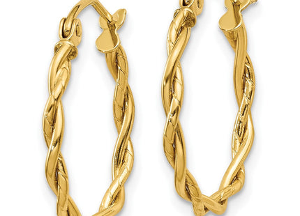 14k Polished Twisted Hoop Earrings (Style E849)