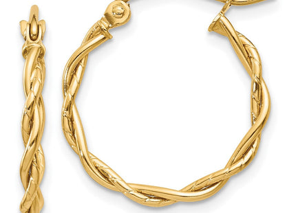 14k Polished Twisted Hoop Earrings (Style E849)