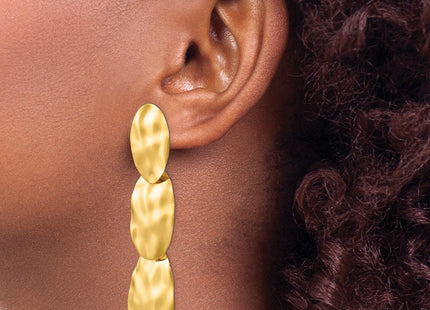 14k Polished Hammered Dangle Earrings (Style E879)