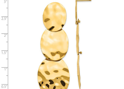 14k Polished Hammered Dangle Earrings (Style E879)