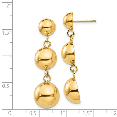 14K Polished Half Ball Dangle Earrings